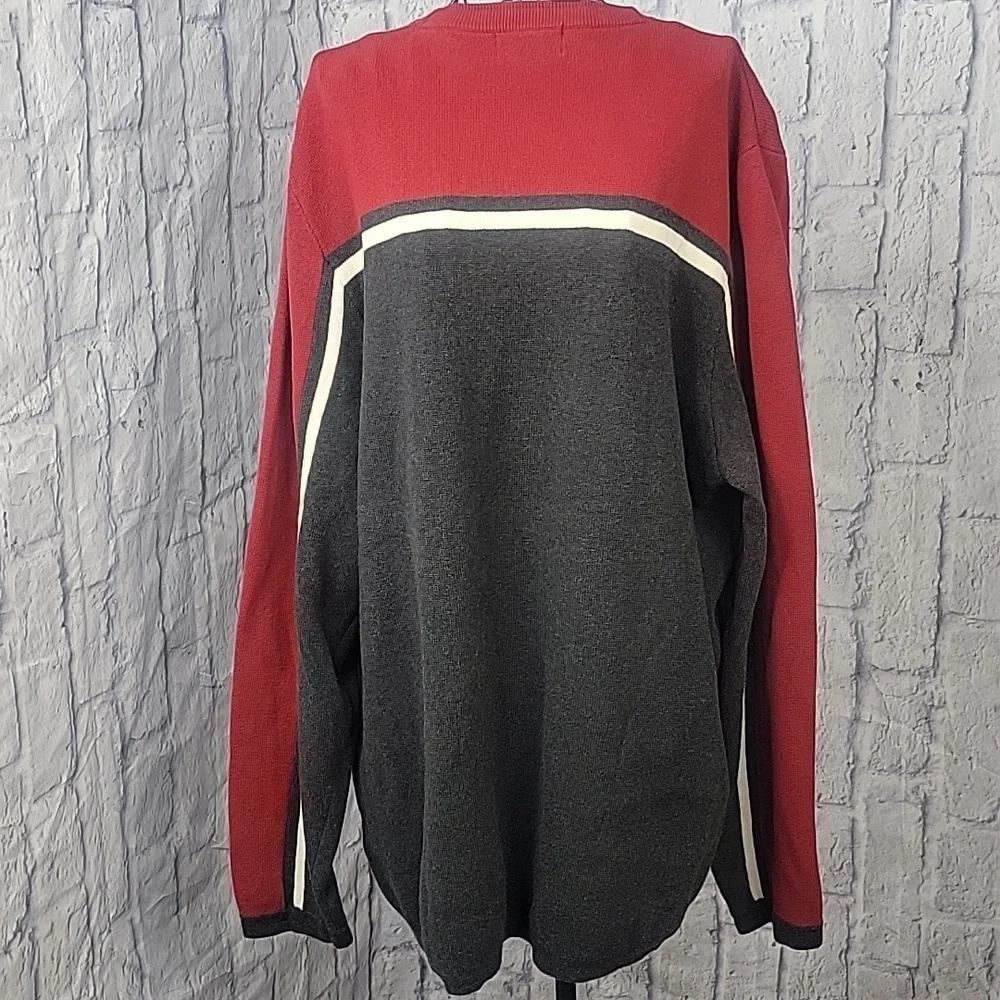 EDDIE BAUER Red, White, and Gray Crew Neck Men's Sweater‎ XL/TG - Picture 7 of 8